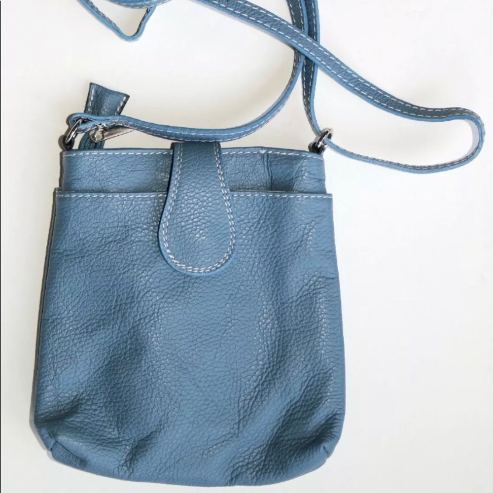 Blue Pebbled Leather Italian Made Silver H Buckle